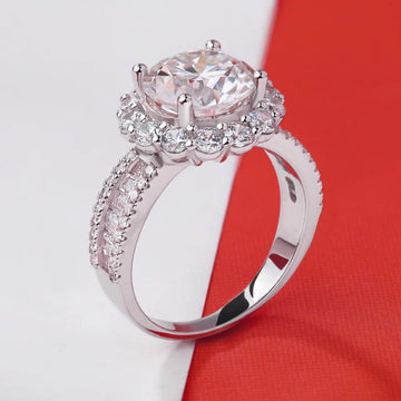 Flower Halo D Colour VVS1 3CT Moissanite Diamonds Ring 925 Silver Wedding Engagement Fine Jewellery GRA Certified